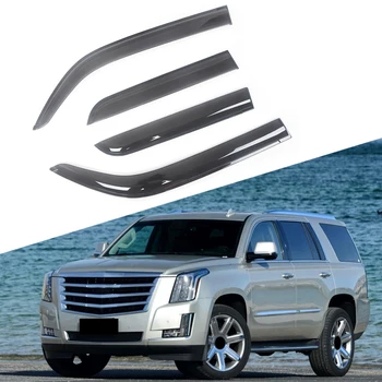 Cadillac Escalade 1999-2016 için Yan Pencere Rüzgar Deflector Siperliği Siyah Yağmur Koruma Kapı Siperliği Havalandırma Tonları Koyu Duman Ventvisor