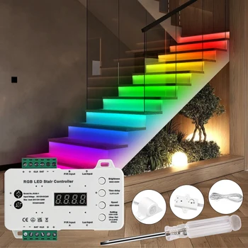 Hareket Sensörü RGB merdiven lambası Şerit Günışığı Merdiven LED Şerit 16 Adım Merdiven RGB LED Şerit