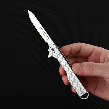 Paslanmaz Çelik Sanat Bıçak Değiştirilebilir Keskin Bıçak Kağıt Kesme Katlanır Bıçak Taşınabilir Anahtarlık Express Kutusu Açılış Küçük Bıçak