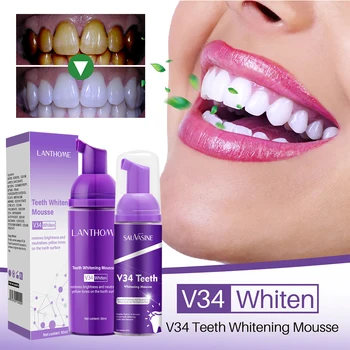 V34 Diş Temizleme Beyazlatma Köpük Derin Lekeleri Onarım Parlak Diş Sarı Tonları Kaldırmak Diş Plak Taze Nefes Bakım Araçları