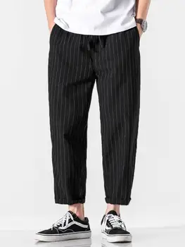 ChArmkpR Moda Erkek Çizgili Uzun pantolon Gevşek Rahat Pantolon Casual Streetwear Erkek Elastik Bel Geniş Bacak Pantolon S-2XL