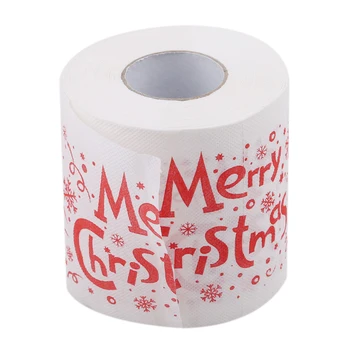 1 Rulo Noel Baba Baskılı Merry Christmas tuvalet kağıdı Doku Masa Odası Dekor Noel Partisi Süs DIY kraft el işi kağıdı