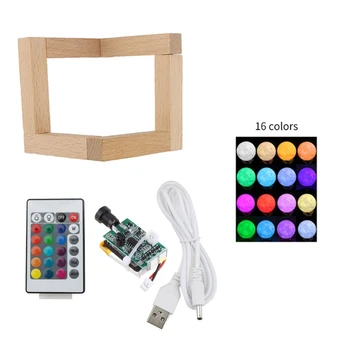 yaratıcı Ay ışığı Tasarım DIY 16 Renk Uzaktan USB Kontrol Ay Gece Lambası Kurulu Ahşap Destek 3D Yazıcı Parçası K0AC
