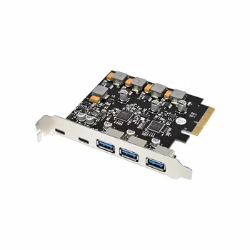 PCIE USB 3.0 genişleme adaptörü kartı 2-port TİP-C 3-port USBA güç ücretsiz ASM3142 çip
