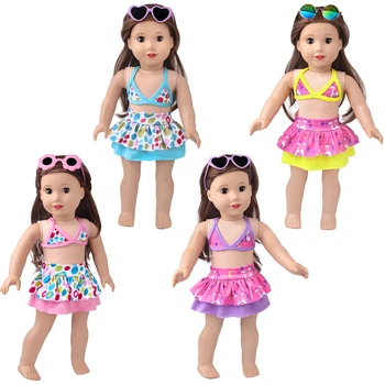 18 İnç amerikan oyuncak bebek Kız Giysileri Yaz Plaj Mayo, Terlik, Güneş Gözlüğü 43cm Yeniden Doğmuş bebek oyuncakları Aksesuarları Kız Hediye