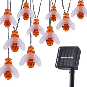 50 leds güneş enerjili sevimli bal arısı Led dize peri ışık 20 leds arı açık bahçe çit veranda noel çelenk ışıkları lamba
