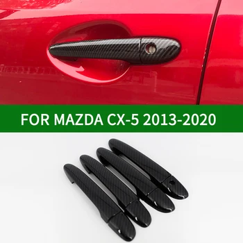 2013-2020 Mazda CX-5 parlak karbon Fiber Desenler Yan Kapı kolu Düzeltir 2014 2015 2016 2017 2018 2019
