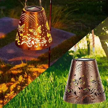 2 Adet LED güneş kelebek ışıkları açık Avlu Dekor Su Geçirmez Demir Sanat Bahçe Çim Peyzaj Düzeni Kontrol Oymak lamba