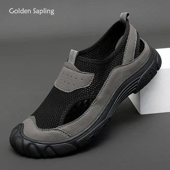 Altın Fidan Yaz erkek Loafer'lar Açık spor ayakkabılar Nefes Eğlence Yürüyüş Daireler günlük erkek ayakkabısı Mokasen Yeni Zapatos