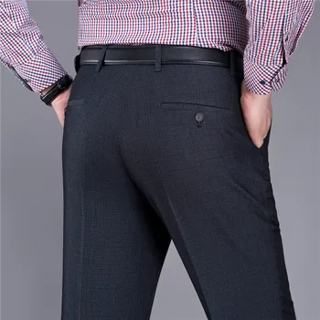 Yeni Varış Bahar Sonbahar Gizli Cep Takım Elbise Pantolon Erkekler Düz Streç Ofis Resmi Uzun Pantolon Erkek Pantolon Erkek Giyim