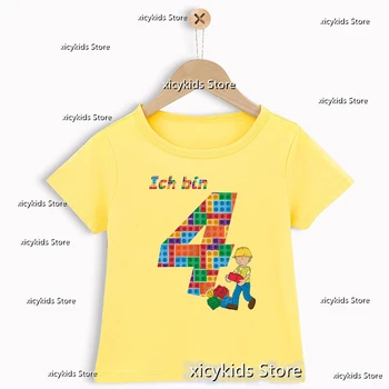 2-10th Doğum Günü T-Shirt Erkek yapı tuğlaları,Doğum Günü Sayısal Baskı T Shirt Sevimli Çocuklar İçin Doğum Günü Partisi Tshirt Sevimli Bebek Tshirt