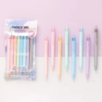 8 adet Macaron Renk Kalem Seti Hafif Renkler 0.5 mm Tükenmez Makaralı Tükenmez Kalem Yazma Marker Liner Ofis Okul Malzemeleri Hediye A6567