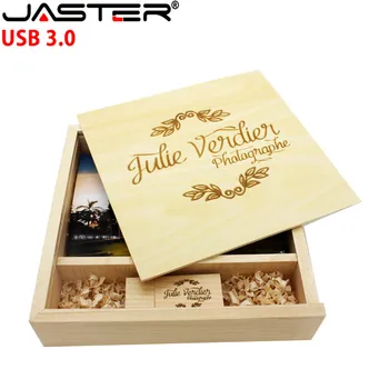 JASTER USB3. 0 Özel LOGO ahşap usb flash sürücü 4GB 8GB 16GB 32GB 64GB düğün fotoğrafçılığı hediye kutusu Müşteri ayarları Kalem sürücü