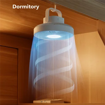 Açık Kamp Hava Soğutucu Fan ile LED Lamba Uzaktan Kumanda USB Şarj Edilebilir tavan vantilatörü 3 Dişli Duvar Ventilador-Gri