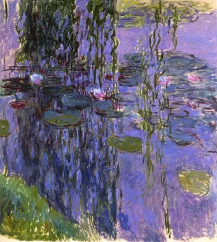 100 % keten tuval üzerine el yapımı manzara yağlıboya üreme,Claude Monet tarafından nilüferler-1919-4, ücretsiz DHL Kargo