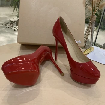 En Kaliteli Bayan Yüksek Topuklu Lüks Moda Bayanlar Kristal Glisten Kırmızı Taban Ayakkabı Klasik Retro Tasarımcı 10 cm Yüksek topuk 0694HJ