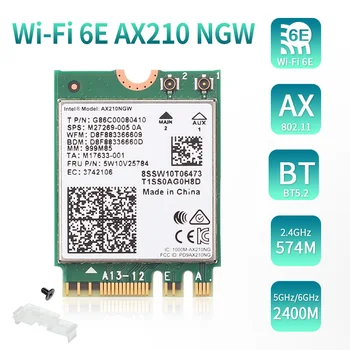 Intel AX210NGW 3000 Mbps Wi-Fi 6E Çift Bant 2.4 Ghz/5 GHz / 6 GHz 802.11 AC / AX Bluetooth5. 2 Kablosuz M. 2 NGFF Wlan WiFi Kartı