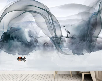 beibehang Özelleştirilmiş Modern Mürekkep Dağ Vinç Yeni Çin Arka Plan TV Yatak Odası Arka Plan papel de parede Duvar Kağıdı