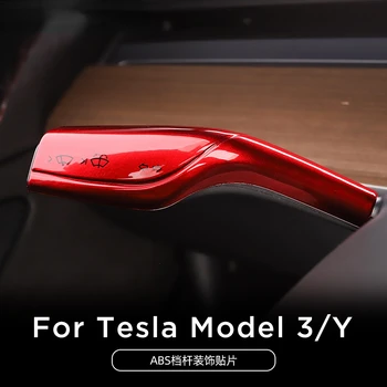 Tesla Modeli 3 Model Y İç Tadilat Yama model3 2022-2023 Araba ABS Siyah Kırmızı Beyaz Sütun Vites koruma kapağı