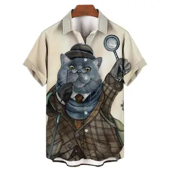 Unisex havai gömleği 2022 Japon Tarzı Gömlek Bushido tişört Üst erkek Gömlek Evcil Hayvan Giyim Hayvan Kedi 3d Baskı Gömlek Yaz