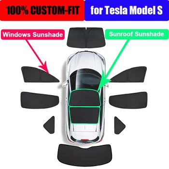 Araba Çatı Güneşlik Tesla Model S İçin Yan Pencere Gizlilik Güneş Gölge Katlanabilir Çatı Penceresi Sunroof gölgelik file Modelleri Cam