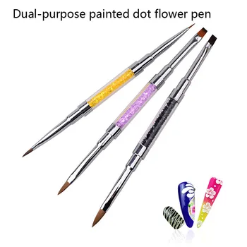 3 stilleri Tırnak Sanat Kalem 2 İn 1 Çift Uçlu Süsleyen Çizim Boyama UV Jel Astar cila fırçası Seti Tırnak Sanat Süsleyen Araçları