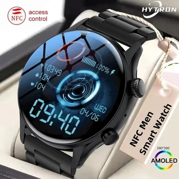 HYTRON NFC akıllı saat Erkekler AMOLED HD Ekran Her Zaman Ekranda Bluetooth Çağrı Kalp Hızı IP68 Su Geçirmez Smartwatch Kadınlar İçin