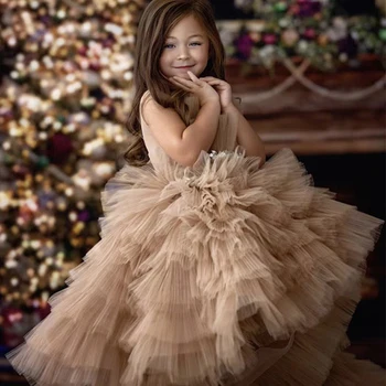 Bebek Kız Prenses Elbise Kolsuz Yüksek Bel Çocuk Örgü Tutu Elbiseler Kız Doğum Günü Partisi giyim Çocuklar düğün elbisesi Yeni