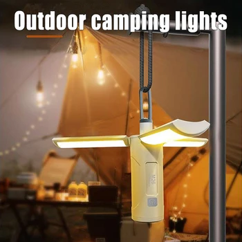 Taşınabilir Katlanır kamp feneri ışık USB şarj edilebilir çalışma lambası çok fonksiyonlu açık acil durum led'i kamp feneri