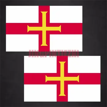 Yaratıcı 2 Guernsey Bayrağı çıkartma Vinil Çıkartmaları Yarış Kask Çıkartmaları