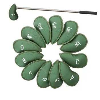12 adet golf başlığı kılıfı s Fit Tüm Sağlak Golf Kulüpleri Deri golf sopası başlığı Başörtüsü Numaraları İle Golf Malzemeleri golf başlığı kılıfı