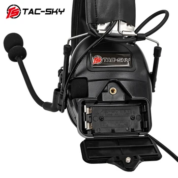 TAC-SKY Taktik Kulaklık Comtac ı Silikon Kulaklıklar Sürüm Açık Avcılık Gürültü Azaltma Mikrofon İnterkom Kulaklık-BK