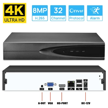 4K 8MP Ağ Video Kaydedici 32CH / 16CH / 9CH CCTV NVR DVR XMeye ONVIF Yüz Algılama Bulut P2P Ev Gözetim Kaydedici Sistemi