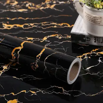 Mermer Yapışkanlı Vinil Su Geçirmez Film Tezgahı Mutfak Banyo Kendinden Yapışkanlı Duvar Kağıdı PVC Su Geçirmez duvar çıkartmaları