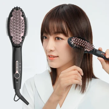 Saç düzleştirici fırça 3 Dişliler düzleştirici fırçası PTC ısıtma saç 3D tarak pürüzsüzleştirici fırça saç şekillendirici 