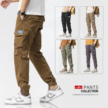 BAPAI erkek Yaz Moda Amerikan tarzı İş Elbiseleri Pantolon Rahat Amikaki Çok cep Pantolon Açık Boy Kargo Pantolon