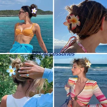 Sıcak satış kadın Yaz Plaj Meslek Süslemeleri Güzel Plumeria Bauhinia Şekli Hairclaws ZN00084