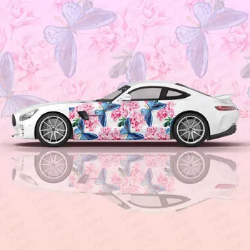 Kelebekler ve Çiçekler Araba Vücut Çıkartmalar Itasha vinil Araba Yan çıkartma Araba Vücut Sticker Araba Dekor Çıkartmalar