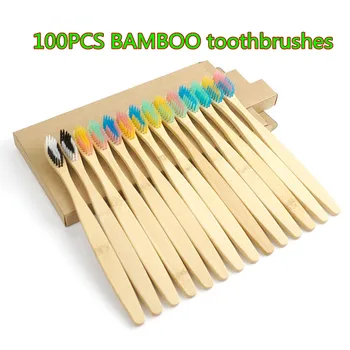 Yeni stil Diş fırçası Çevre Bambu Kömür Diş Fırçaları Orta Yumuşak Kıl Ahşap Saplı Vegan Ürünleri Fırça ile kılıf