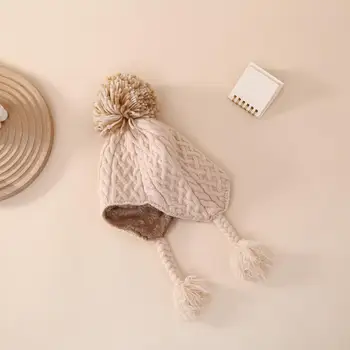 Şık Bebek Şapka Rahat Şık Yenidoğan Bebek Şapka Ultra kalın Kış Sıcak Örme Bere Rüzgar Geçirmez kulak koruyucu Ekstra