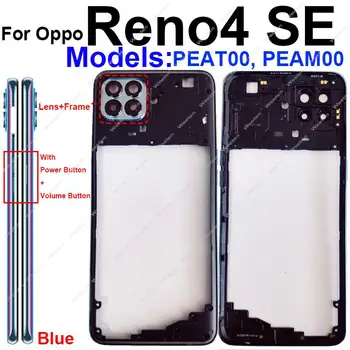 Orta krom çerçeve OPPO Reno 4Lite 4F 4SE Orta Konut Kamera Lens ile Çerçeve Yan Düğmeler Değiştirme