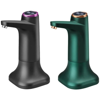 2 Takım Elektrikli Su Şişesi Pompası Tabanı İle USB su sebili Su Pompası Kova Şişe Dağıtıcı, Siyah ve Yeşil