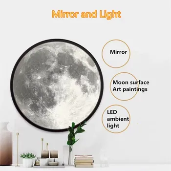2019 Yeni 25CM Ay Lambası makyaj aynası Beyaz ışıklı LED masa lambası Gece Lambası yatak odası dekoru Sanat Boyama USB güç