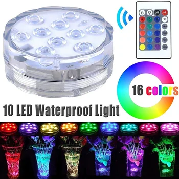 10 LEDs sualtı ışığı 16 Renkler RGB Su Geçirmez Yüzme havuz ışığı Uzaktan Kumanda Dalgıç ışıkları Gölet Havuzu Akvaryum