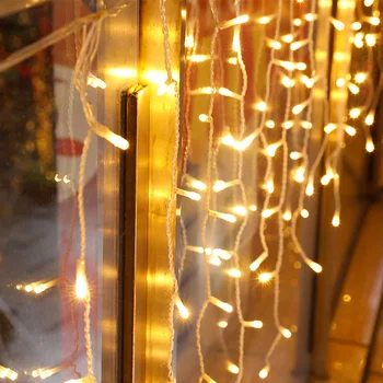Noel çelenk LED Icicle perde dize ışıkları tatil aydınlatma açık bahçe sokak dekorasyonu düğün parti ab / abd Plug