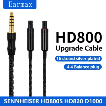 Dharma Sennheiser D1000 HD800 HD820 HD800S Değiştirilebilir Kulaklıklar 16 Strand 2.5 mm 4.4 mm Siyah Dengeli OCC Gümüş Kaplama Kablo