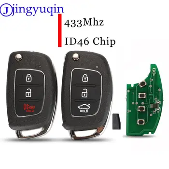 jingyuqin 3 Düğmeler Akıllı Uzaktan Araba Anahtarı Fob 433MHz ID46 Çip Hyundai IX35 IX25 IX45 Elantra Santa Fe Sonata