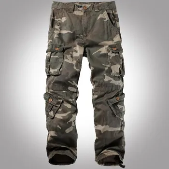 Kamuflaj pantolon Askeri Taktik pantolon erkekler Çok cep yıkanmış tulum erkek kargo pantolon