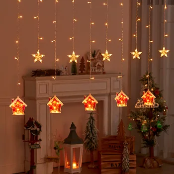 Noel dekorasyon ışık dize noel ağacı kolye LED tatil aydınlatma Plug-in perde ışıkları odası atmosfer peri ışık